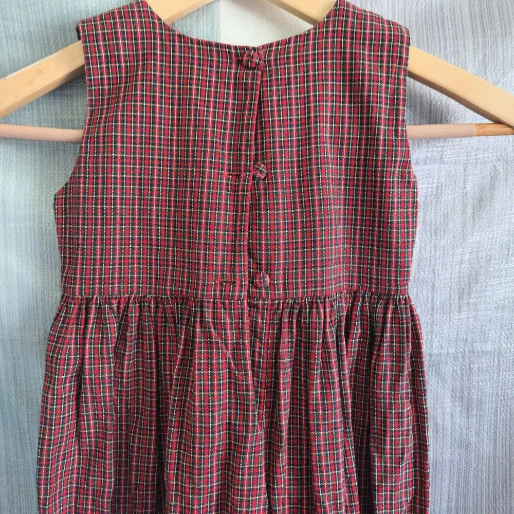 VTG‎ Strasburg Kids Red Plaid Cotton Jumper Dress 3 Holiday Classic Christmas